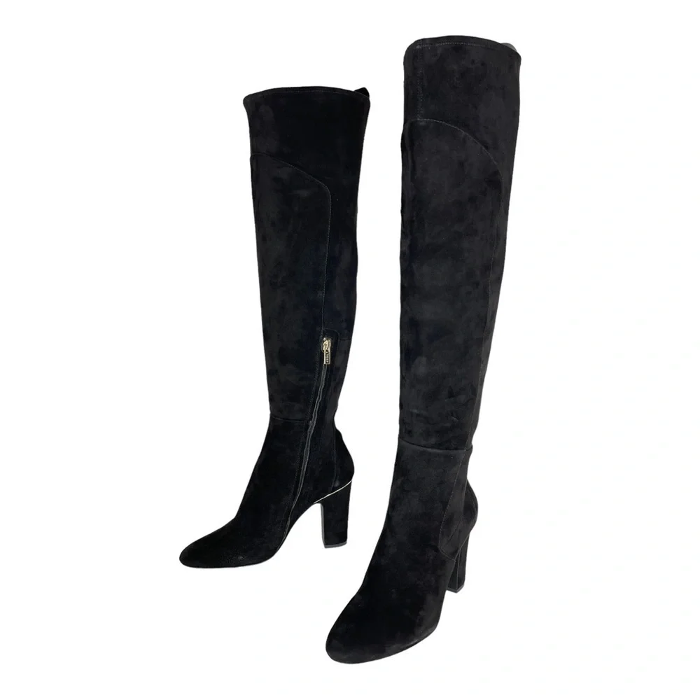 DKNY Sloane Black Suede Leather OTK Womens Boots Size 9.5M